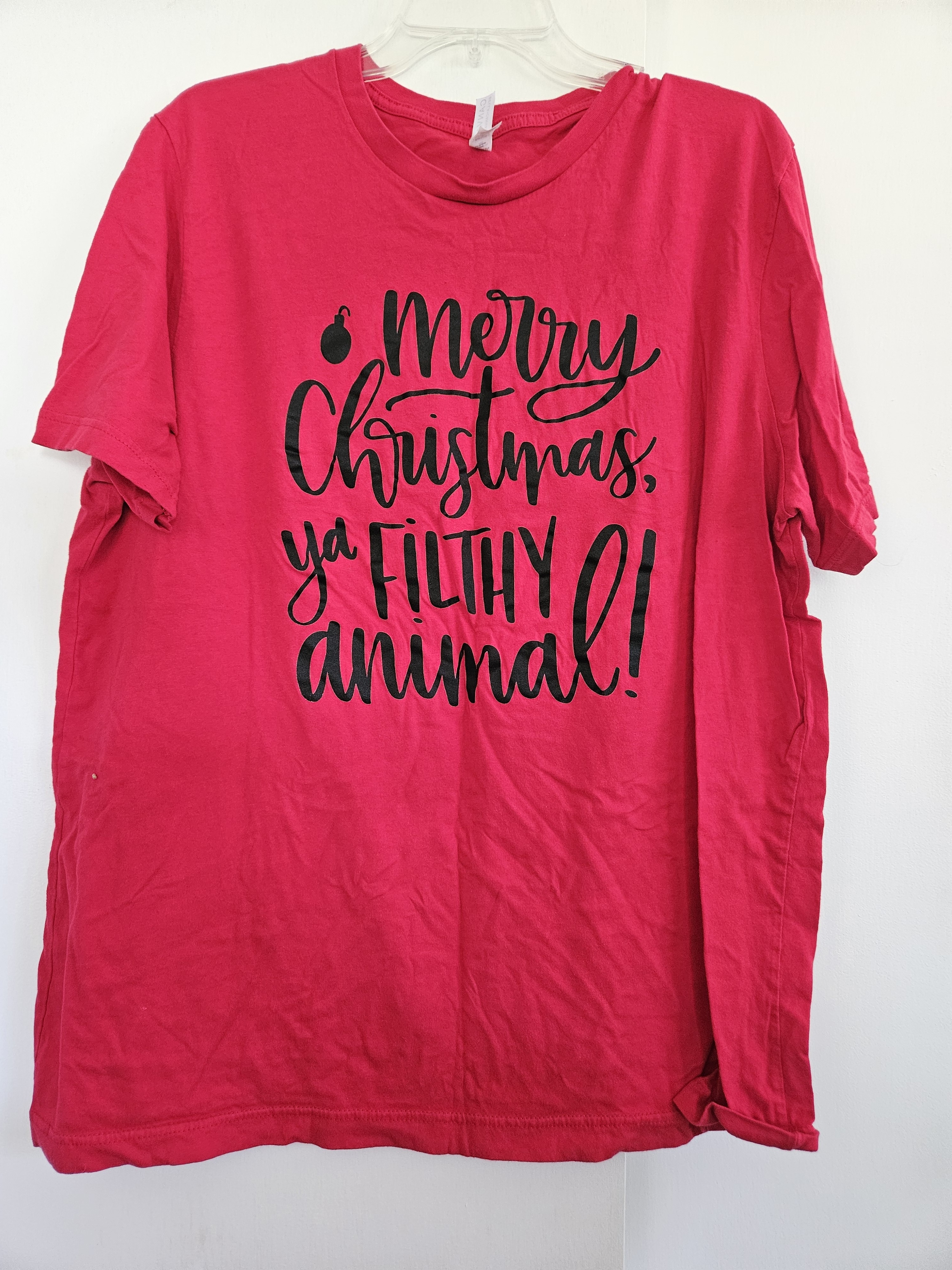 Bella Canvas Red Crew Neck Graphic Tee , Christmas, Filthy Animal